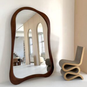 Arcurva - Extra Large Full Length Dark Wood Irregular Mirror 190cm x 120cm