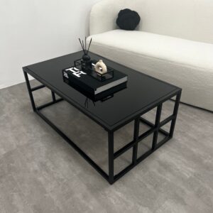 Brooklyn - Black Modern Large Rectangle Tinted Mirrored Coffee Table